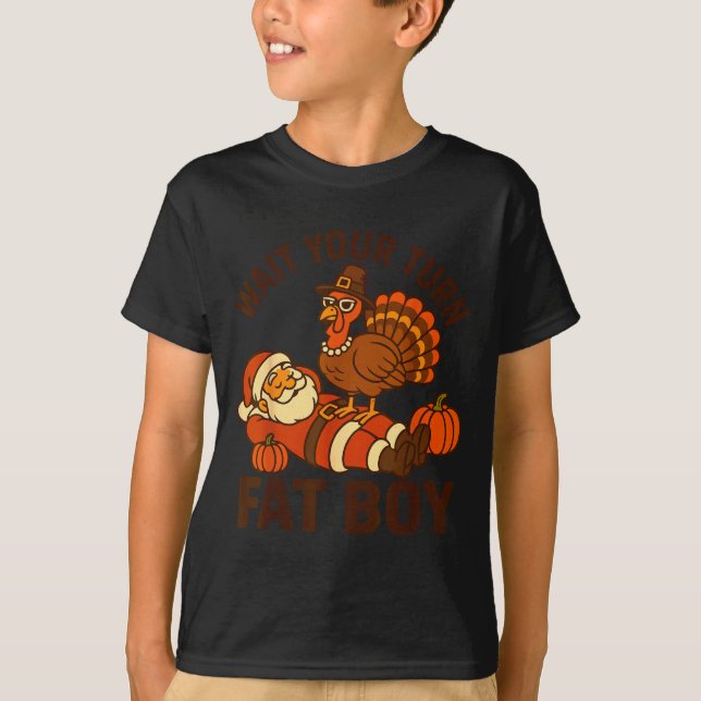 Funny Thanksgiving Christmas Turkey Vs Santa For M T-Shirt (Front)