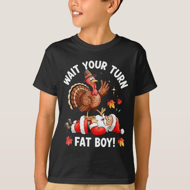 Funny Thanksgiving Christmas Turkey Vs Santa For M T-Shirt (Front)