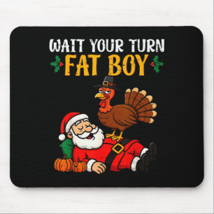 Funny Thanksgiving Christmas Turkey Vs Santa Men W Mouse Pad