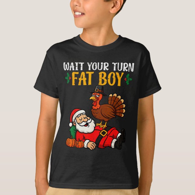 Funny Thanksgiving Christmas Turkey Vs Santa Men W T-Shirt (Front)