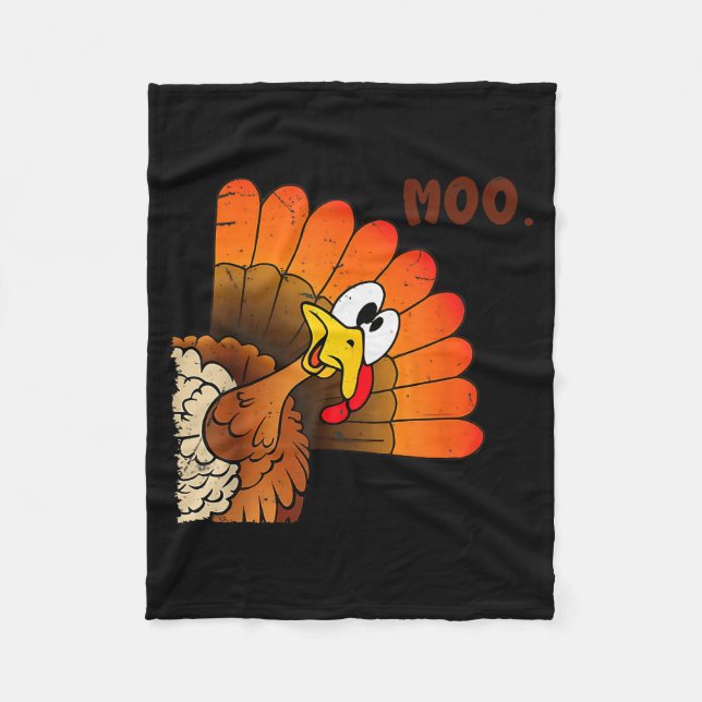 Funny Thanksgiving Cute Turkey Moo I'm A Cow Men W Fleece Blanket (Front)