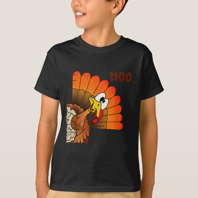 Funny Thanksgiving Cute Turkey Moo I'm A Cow Men W T-Shirt (Front)