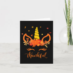 Funny Thanksgiving Cute Unicorn Turkey Face Girl A Card