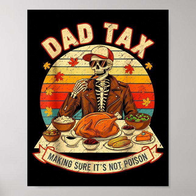 Funny Thanksgiving Dad Tax Skeleton Turkey Day Foo Poster (Front)
