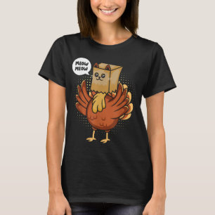 Funny Thanksgiving Day Fake Cat Turkey Meow Animal T-Shirt