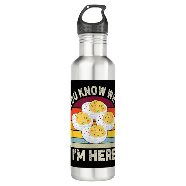 Funny Thanksgiving Deviled Eggs You Know Why I'm H 710 Ml Water Bottle (Front)