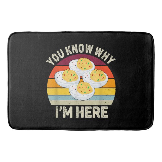 Funny Thanksgiving Deviled Eggs You Know Why I'm H Bath Mat (Front)
