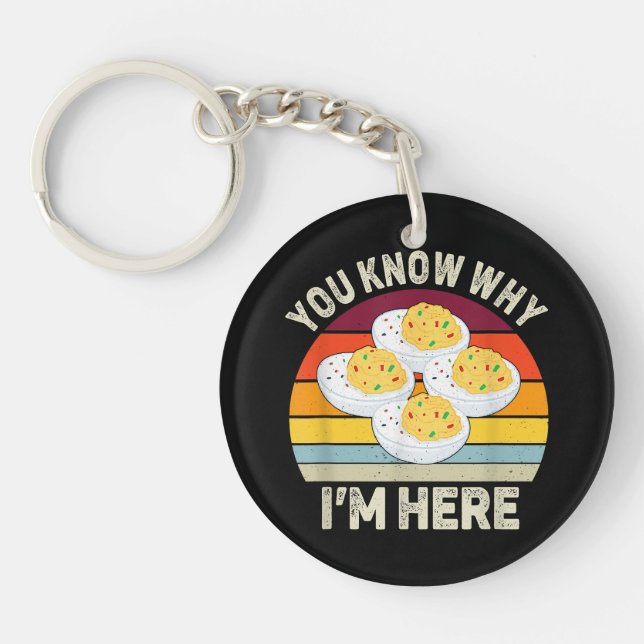 Funny Thanksgiving Deviled Eggs You Know Why I'm H Key Ring (Front)
