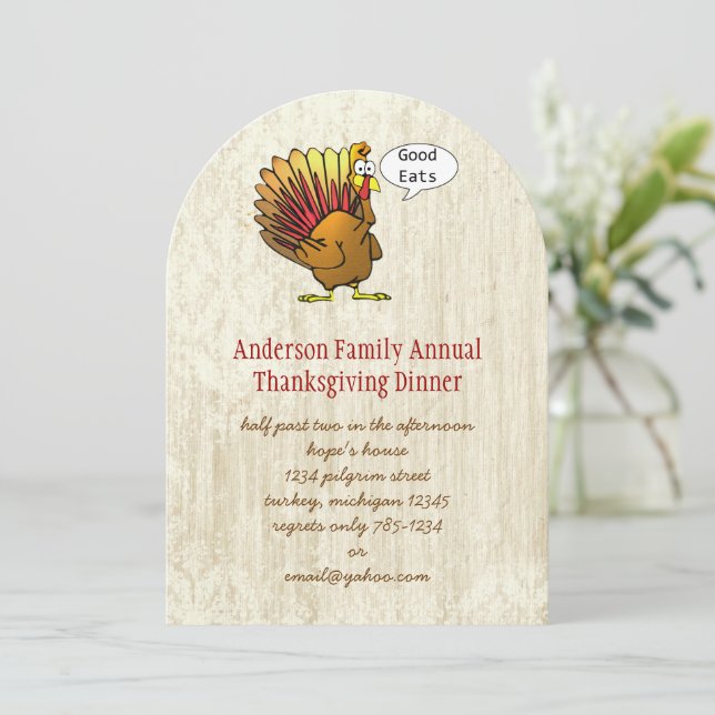 Funny Thanksgiving Dinner Invitation (Standing Front)