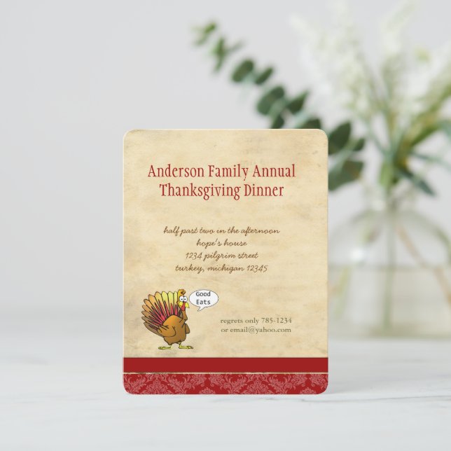 Funny Thanksgiving Dinner Invitation (Standing Front)