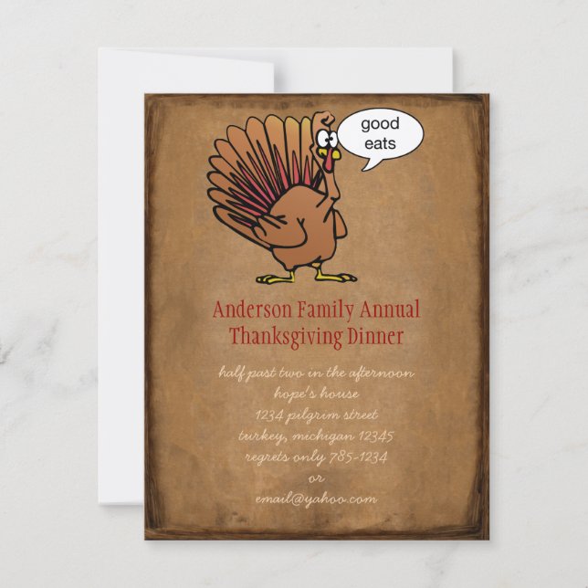Funny Thanksgiving Dinner Invitation (Front)
