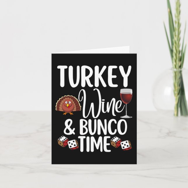 Funny Thanksgiving Fall Humour Turkey Wine and Bun Card (Front)