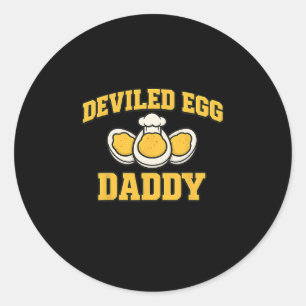 Funny Thanksgiving Fathers Day Retro Deviled Egg D Classic Round Sticker