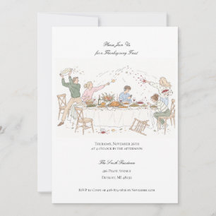 Funny Thanksgiving Feast Fight Invitation
