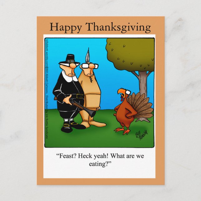 Funny Thanksgiving "Feast Heck Yeah" Postcard (Front)