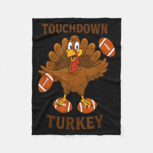 Funny Thanksgiving Football Touchdown Turkey Fleece Blanket