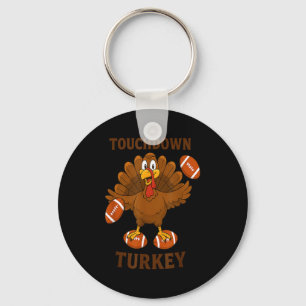 Funny Thanksgiving Football Touchdown Turkey  Key Ring