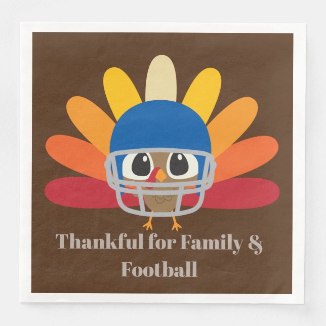 Funny Thanksgiving football turkey party Napkin (Front)