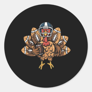 Funny Thanksgiving Football Turkey Shirt Turkey An Classic Round Sticker