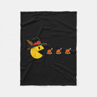 Funny thanksgiving gaming eating turkey leg gamer fleece blanket