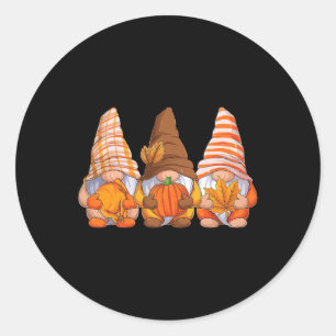 Funny Thanksgiving Gnomes Fall Season Gnomies Autu Classic Round Sticker
