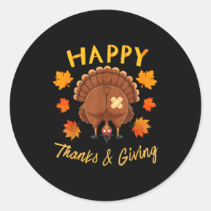 Funny Thanksgiving Guess What Turkey Butt Classic Round Sticker