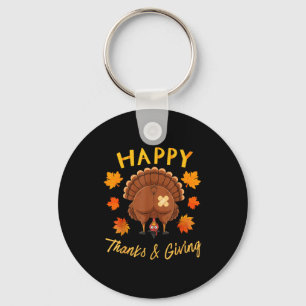 Funny Thanksgiving Guess What Turkey Butt  Key Ring