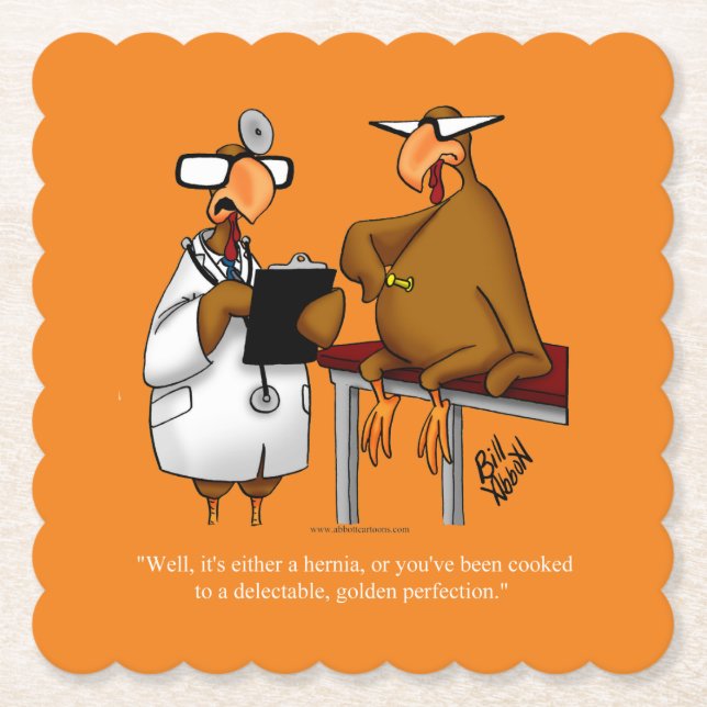 Funny Thanksgiving Humour Golden Perfection Paper Coaster (Front)