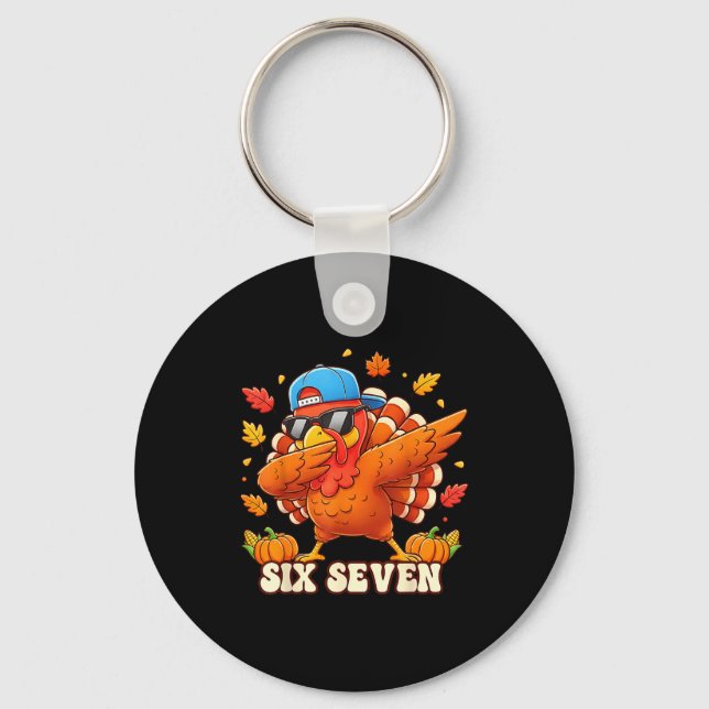 Funny Thanksgiving Outfit Kids Toddler Boys Dab Tu Key Ring (Front)