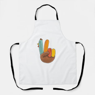 Funny Thanksgiving Peace Sign Turkey Thankful For  Apron