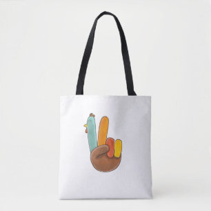 Funny Thanksgiving Peace Sign Turkey Thankful For Tote Bag
