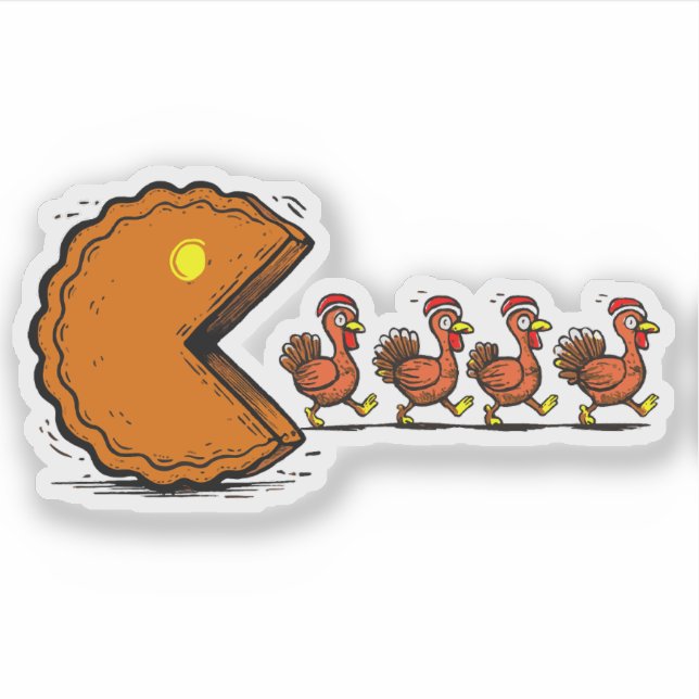 Funny Thanksgiving Pie Eating Turkey Retro Gaming (Front)