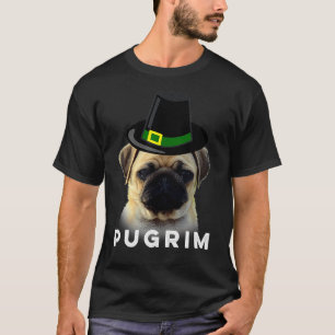 Funny Thanksgiving Pilgrim Pugrim Pug Dog T-Shirt
