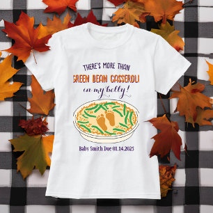 Funny Thanksgiving Pregnancy Reveal Baby Footprint T-Shirt