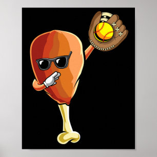 Funny Thanksgiving Softll Team Player Coach Turkey Poster