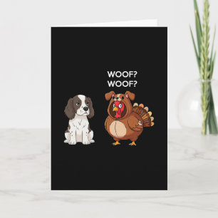 Funny Thanksgiving Springer Spaniel And Turkey Card
