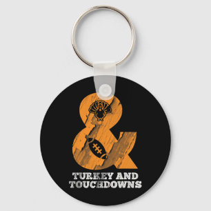 Funny Thanksgiving Turkey And Touchdowns Footll  Key Ring