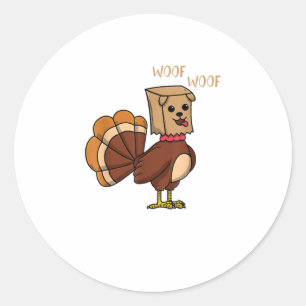 Funny Thanksgiving Turkey Dog Boys Girls  Classic Round Sticker