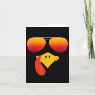 Funny Thanksgiving Turkey Face With Sungles For Bo Card