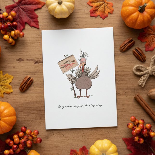Funny Thanksgiving Turkey  Holiday Card (Funny Turkey Thanksgiving Card. Turkey Humor for Fall Celebrations. Rustic Hand Drawn Turkey Cartoon)