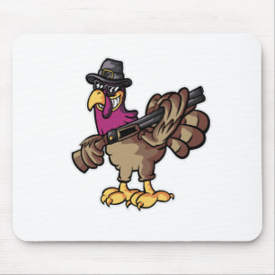 Funny Thanksgiving Turkey Hunter Mouse Pad