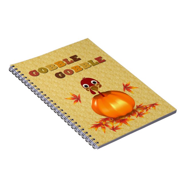 Funny Thanksgiving Turkey in Pumpkin Spiral Notebook (Right Side)