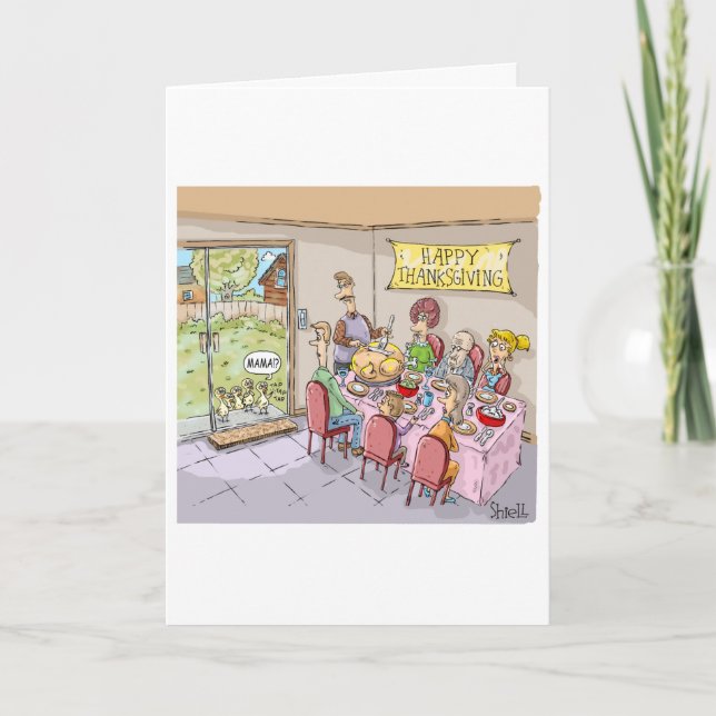 FUNNY THANKSGIVING - TURKEY KIDS HOLIDAY CARD (Front)