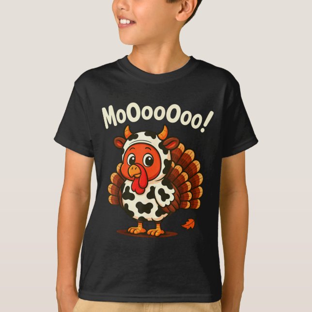 Funny Thanksgiving Turkey Moo Cow Disguise Men Wom T-Shirt (Front)