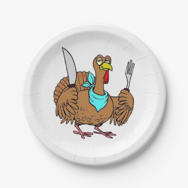 Funny Thanksgiving Turkey Paper Plate (Front)