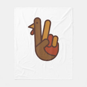 Funny Thanksgiving Turkey, Peace Sign  Fleece Blanket