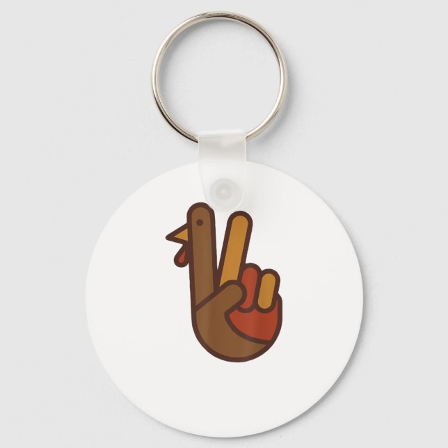 Funny Thanksgiving Turkey, Peace Sign  Key Ring (Front)