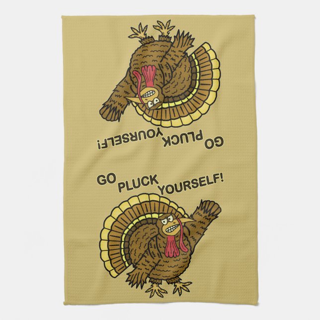 Funny Thanksgiving Turkey Pun Tea Towel (Vertical)