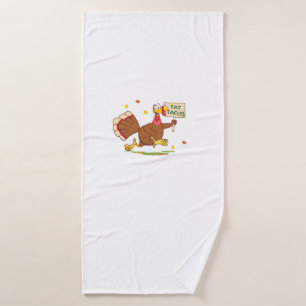 Funny Thanksgiving Turkey Says EAT TACOS Thanksgiv Bath Towel