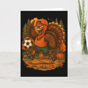 Funny Thanksgiving Turkey Soccer Player Fall Sport Card